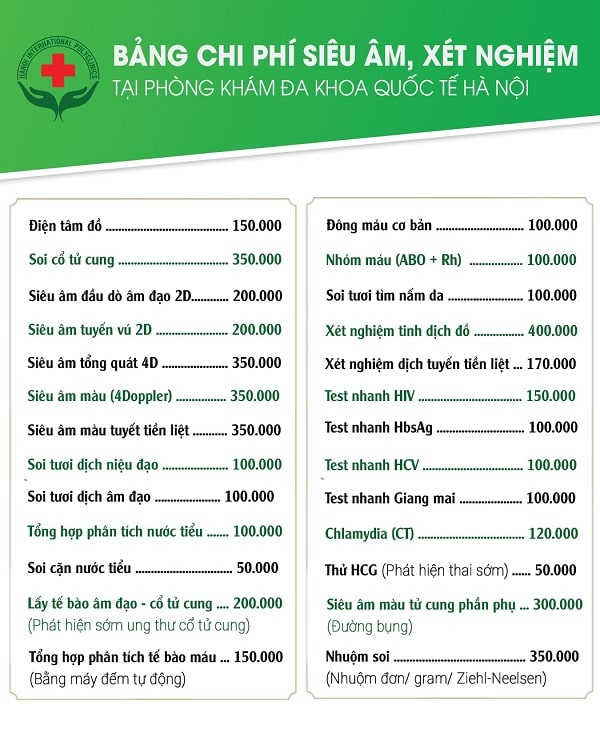 bảng giá khám sức khỏe sinh sản 2022